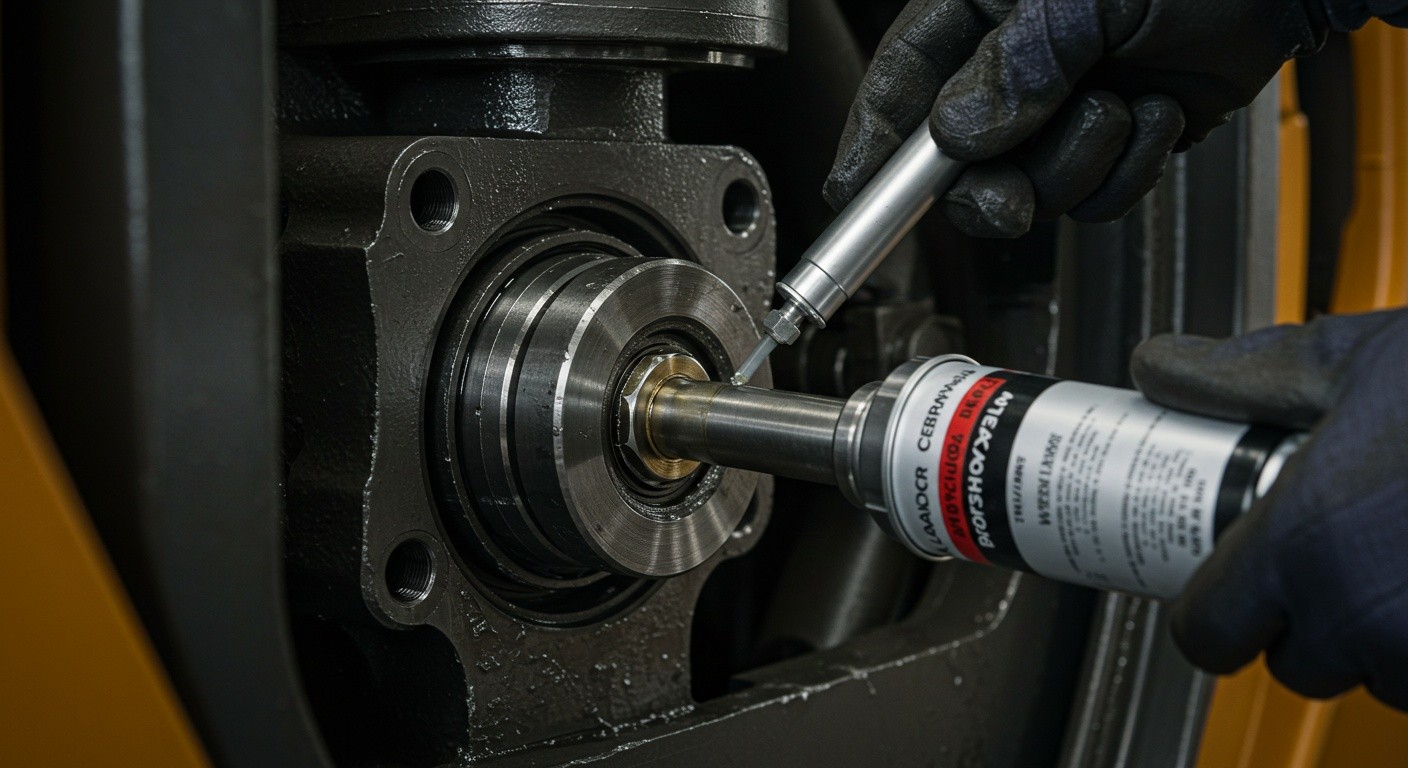 Смазка гидроцилиндра, нанесение смазки на шток